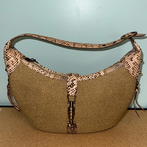 ERIC JAVITAS New York Squishee hobo bag Vintage Snake Skin Straw Bag Purse - Picture 1 of 12